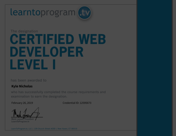 Certified Web Developer